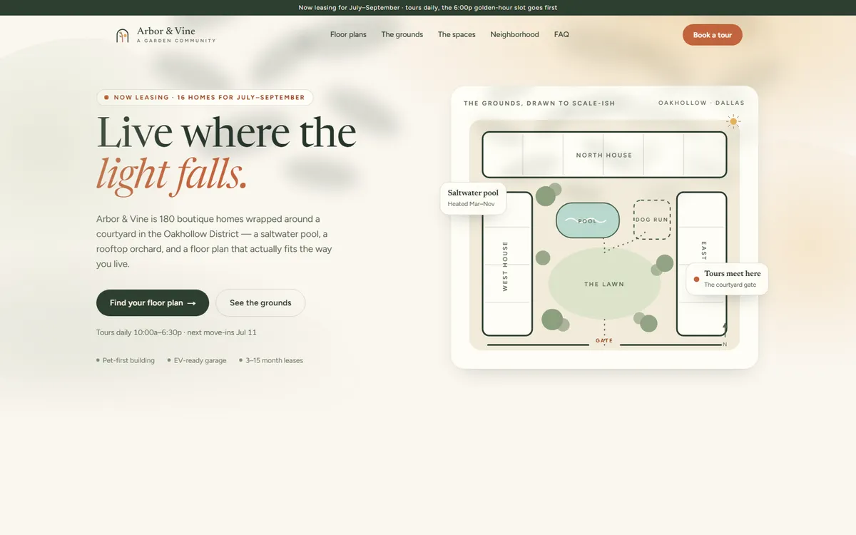 Preview of the Arbor & Vine demo site